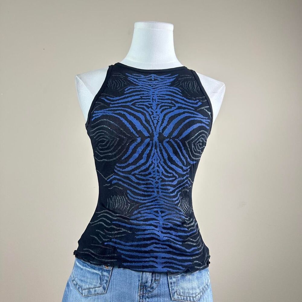 Insane Andy Blanco Rave Y2K Euro Mesh Zebra Top